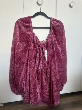 For Love & Lemons Francesca Pink Balloon Sleeve Dress